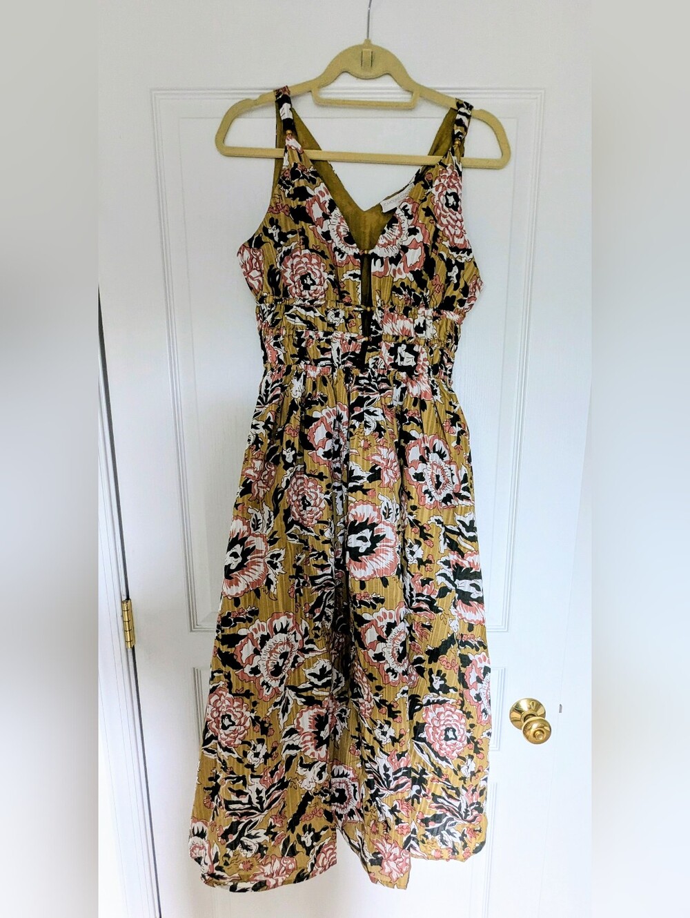 Caroline Constas Women's Green Pink Floral Cut Out Midi Dress - Size Small NWT